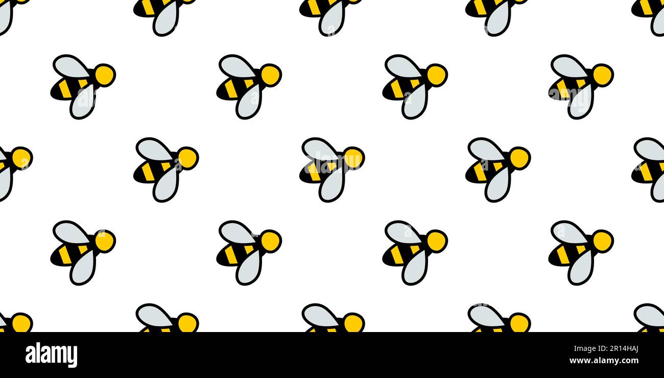 Seamless simple bee icon pattern, repeats vertically and horizontally Stock Vector