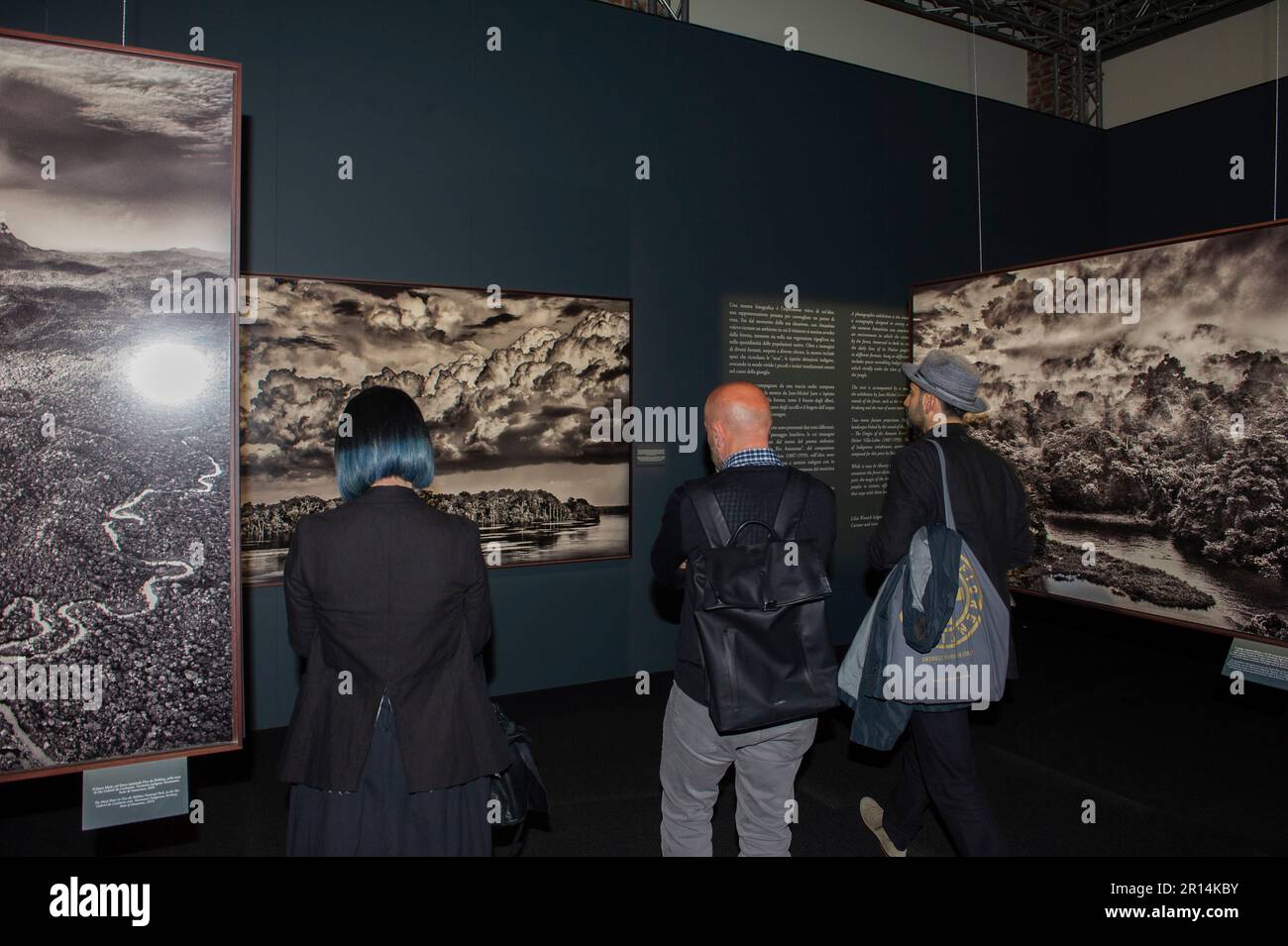 May 11, 2023 - Italy - Milan - Inauguration of the photographic exhibition 'Amazonia' by photographer Sebastiao Salgado. The photographs are exhibited Stock Photo