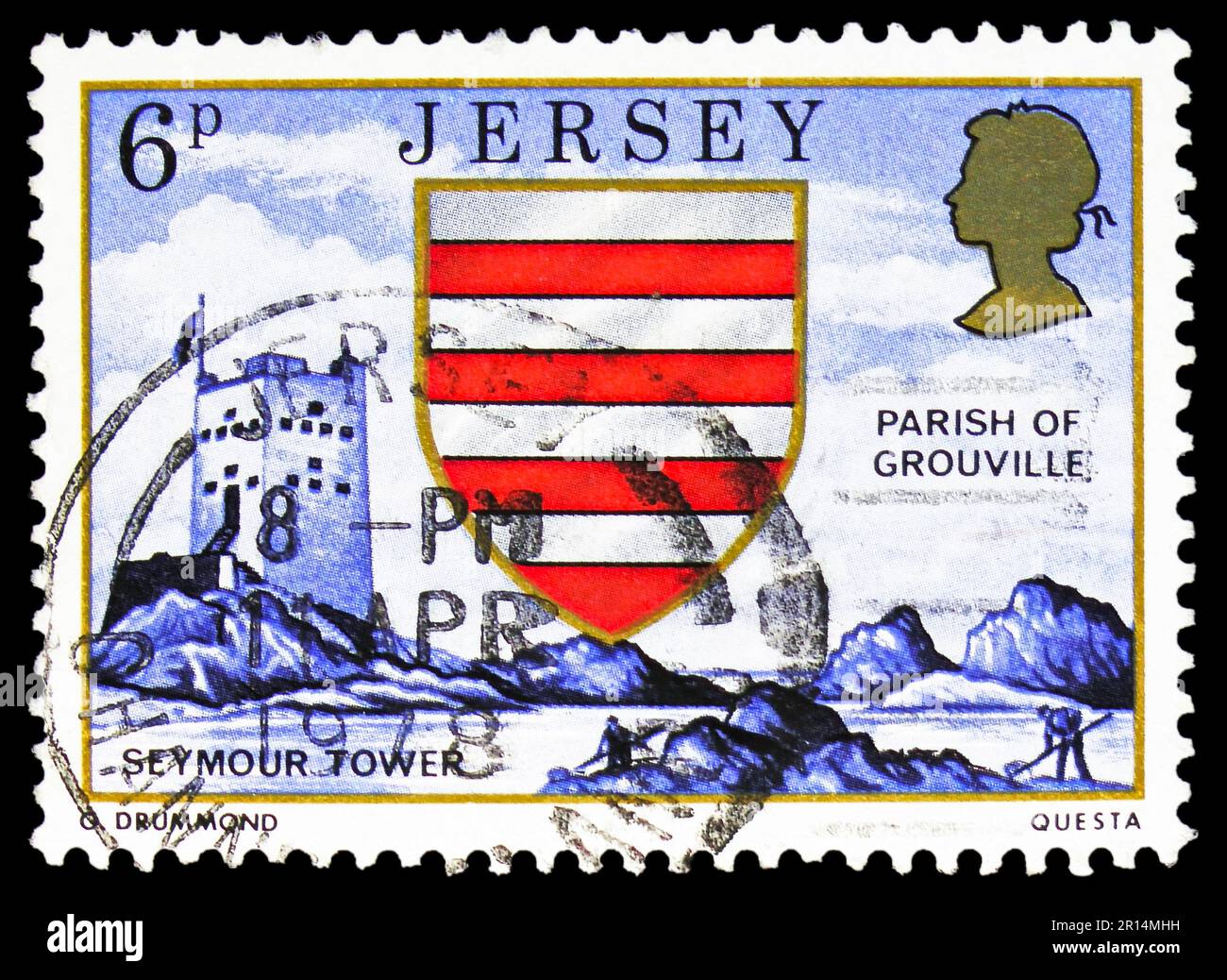 MOSCOW, RUSSIA APRIL 08, 2023 Postage stamp printed in Jersey shows