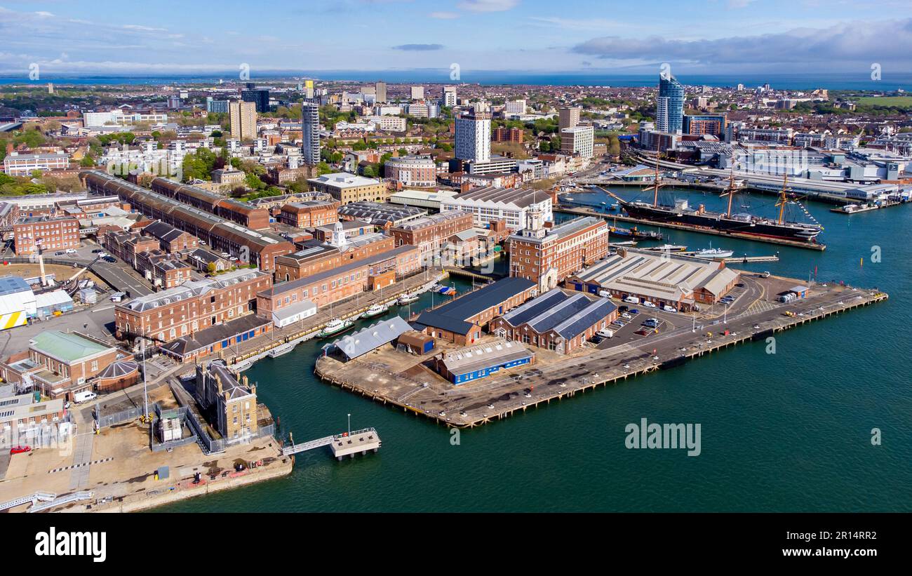 Aerial View Of Portsmouth Historic Dockyard And The Royal Navy s