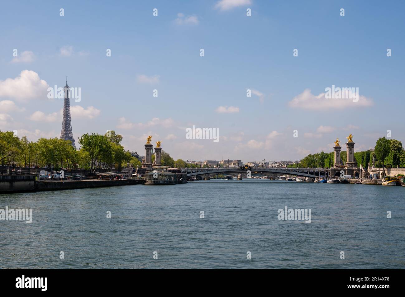 Paris, France, Pont Alexandre III bridge and Eiffel Tower Stock Photo ...