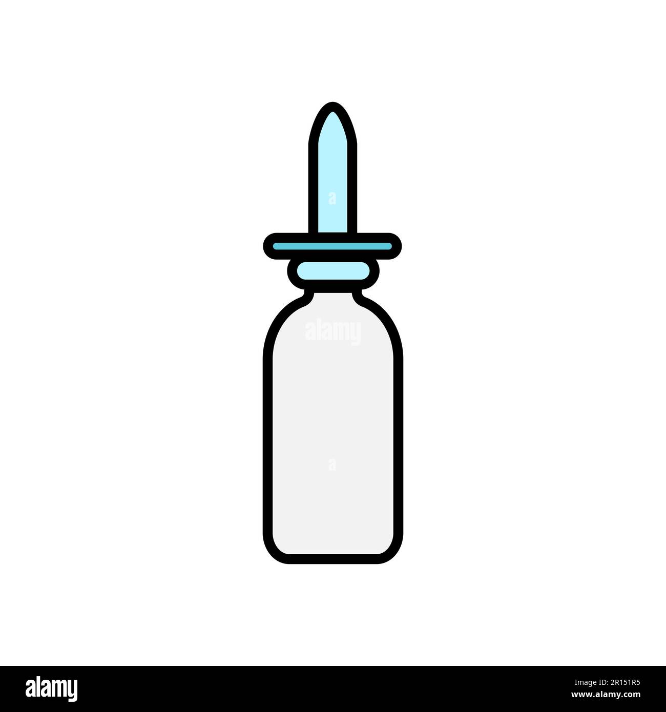 Small medical pharmacetic nasal drops in a jar for the treatment of rhinitis, a simple icon on a white background. Vector illustration. Stock Vector