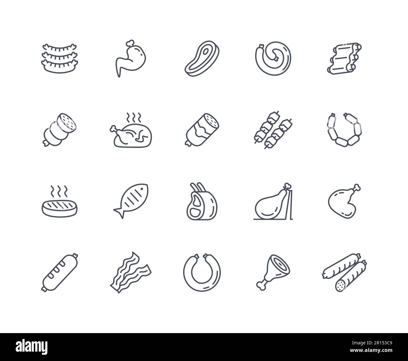 Meat And Sausage Icons Outline Set Stock Vector Image Art Alamy pork-steak-recipe-20