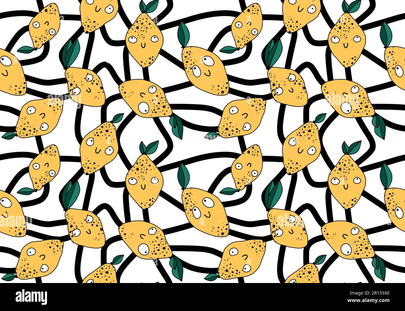 Summer cartoon fruit seamless monster lemon pattern for wrapping paper ...