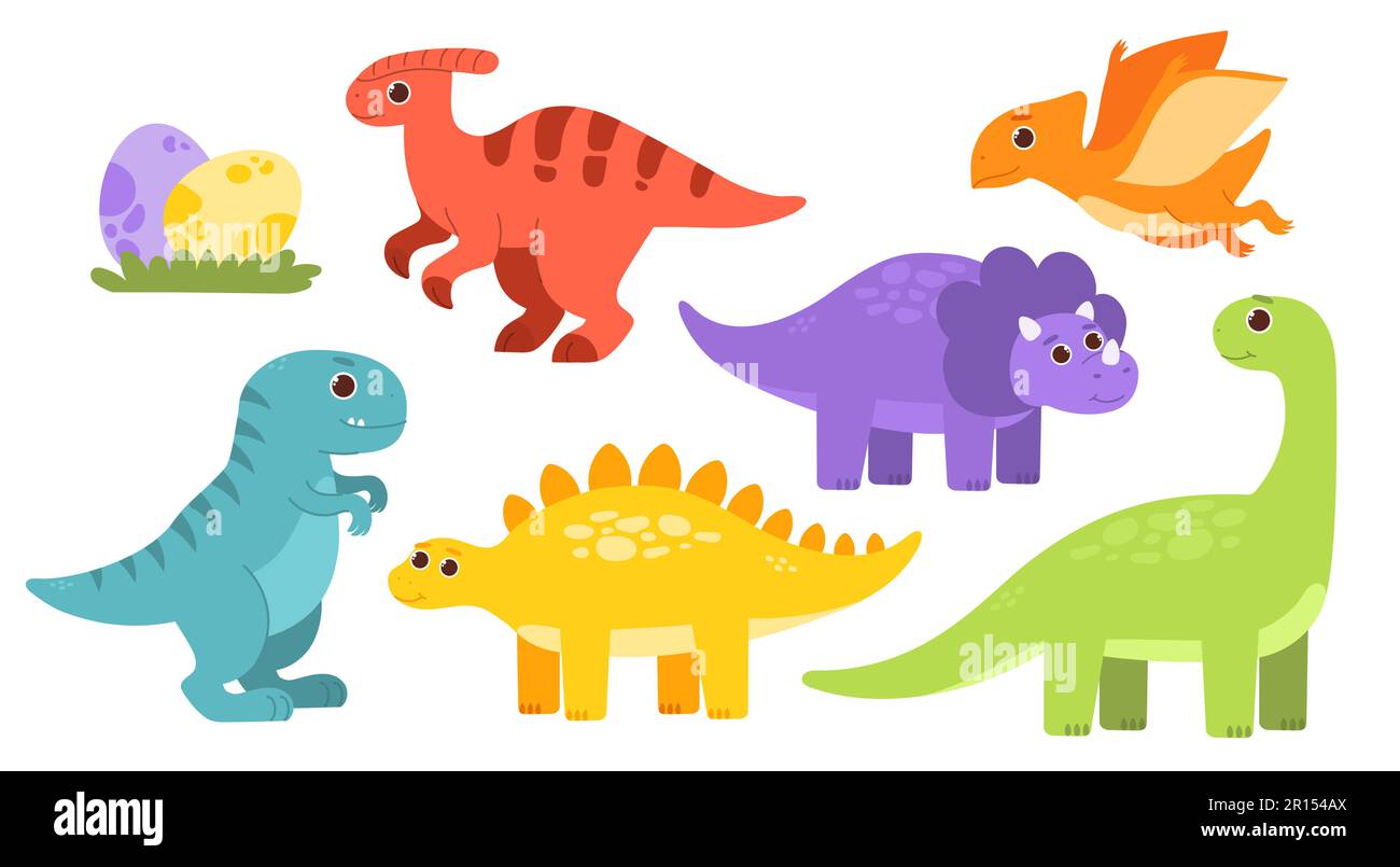 Collection Dinosaurs hatching from an egg. Dinosaurs Tyrannosaurus,  Brachiosaurus, Pterodactyl, Triceratops, Stegosaurus. Vector illustration  Stock Vector Image & Art - Alamy