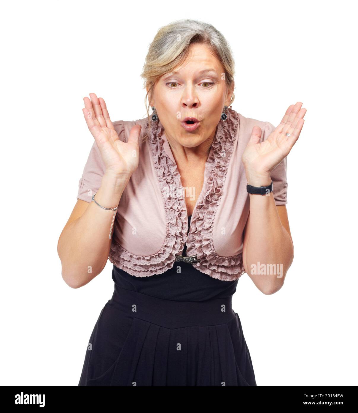 Mature blonde woman surprised expression hi-res stock photography and ...