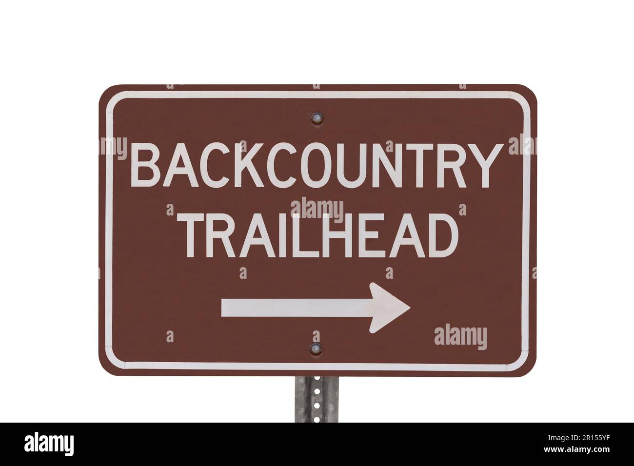 Backcountry trailhead sign isolated with cut out background Stock Photo