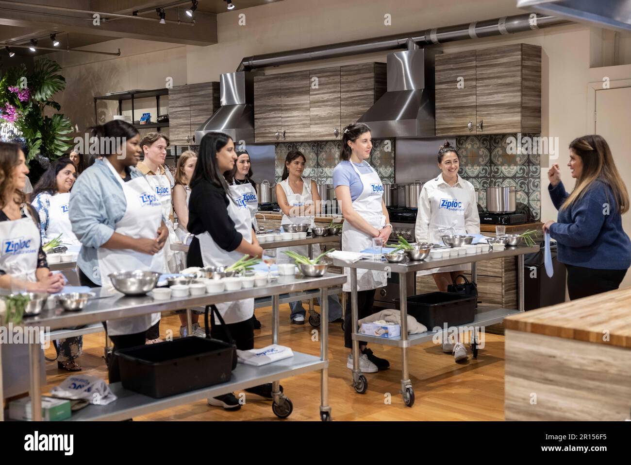 IMAGE DISTRIBUTED FOR ZIPLOC ENDURABLES - Alex Guarnaschelli uses Ziploc  Brand Endurables as she leads a cooking demonstration ahead of Mother's Day  with her daughter Ava Clark in New York, Wednesday, May