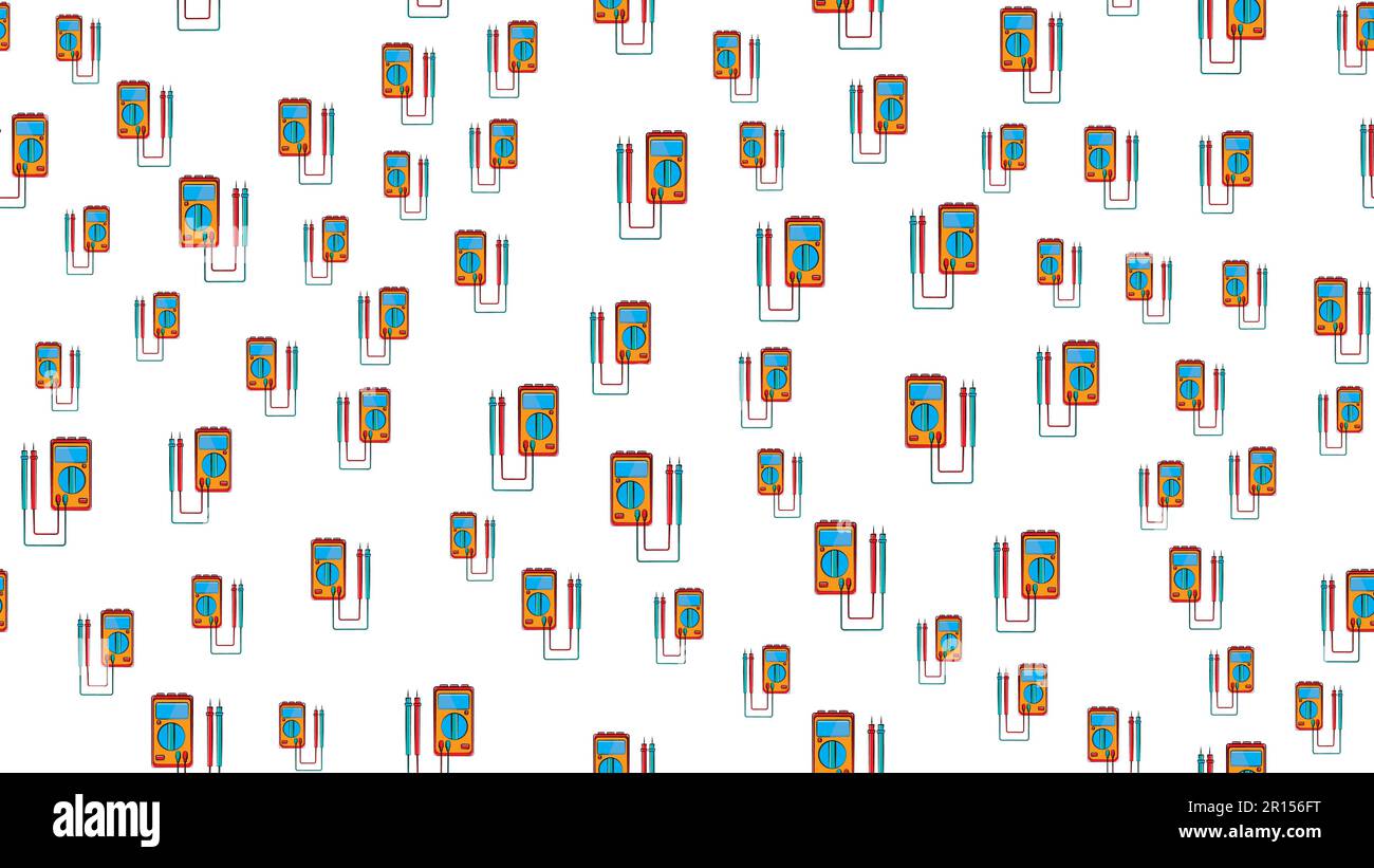 Texture, seamless pattern of red and yellow instruments for measuring