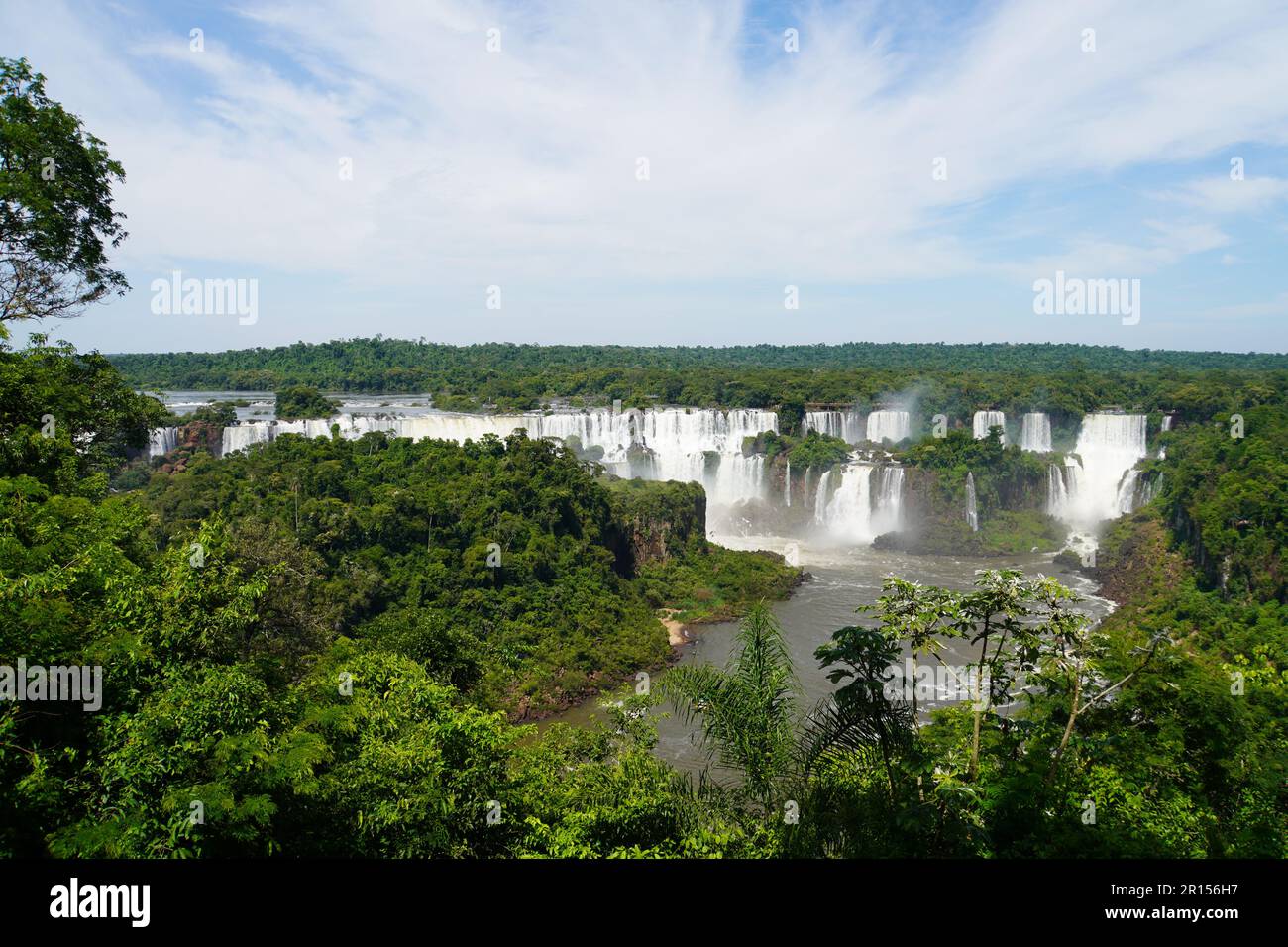 A Spectacular View of Iguazu Falls from Brazil Stock Photo