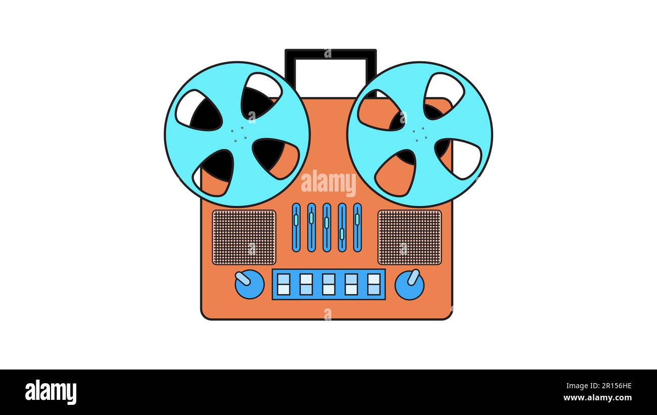 Old retro vintage music cassette tape recorder with tape on