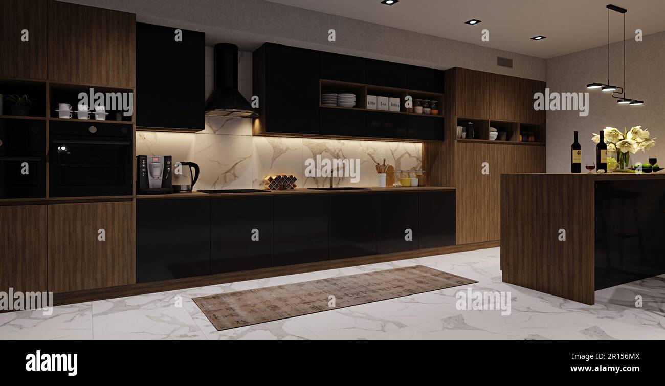 Modern interior design for kitchen Stock Photo - Alamy
