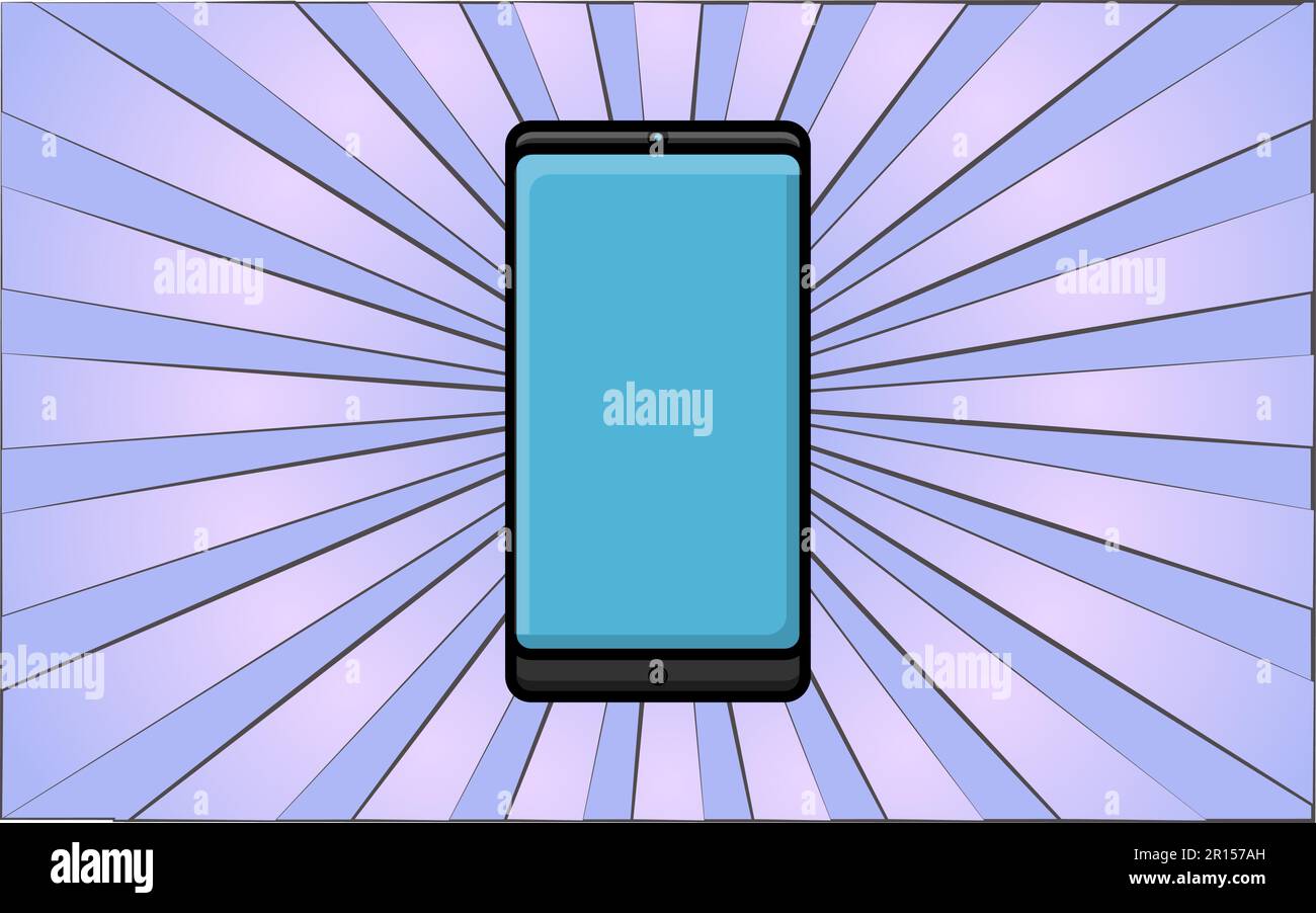 Modern digital mobile phone smart phone on abstract blue rays ...