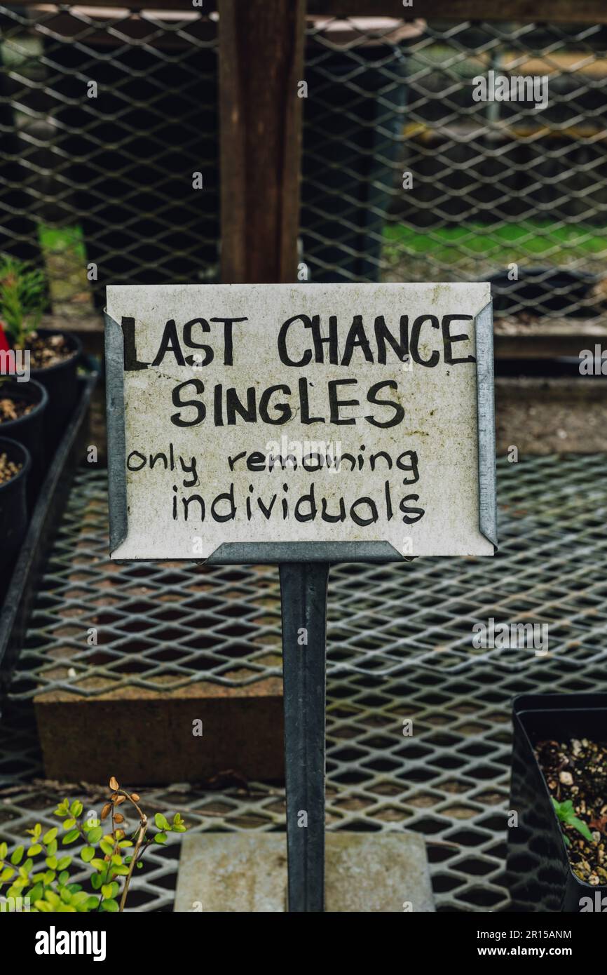 Remaining Sign Singles only sign hi-res stock photography and images - Alamy
