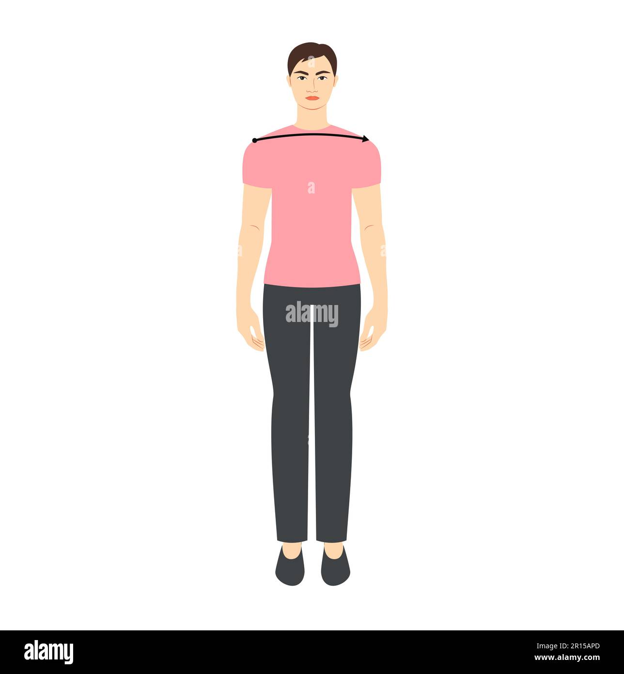 Men to do shoulder width measurement body with arrows fashion