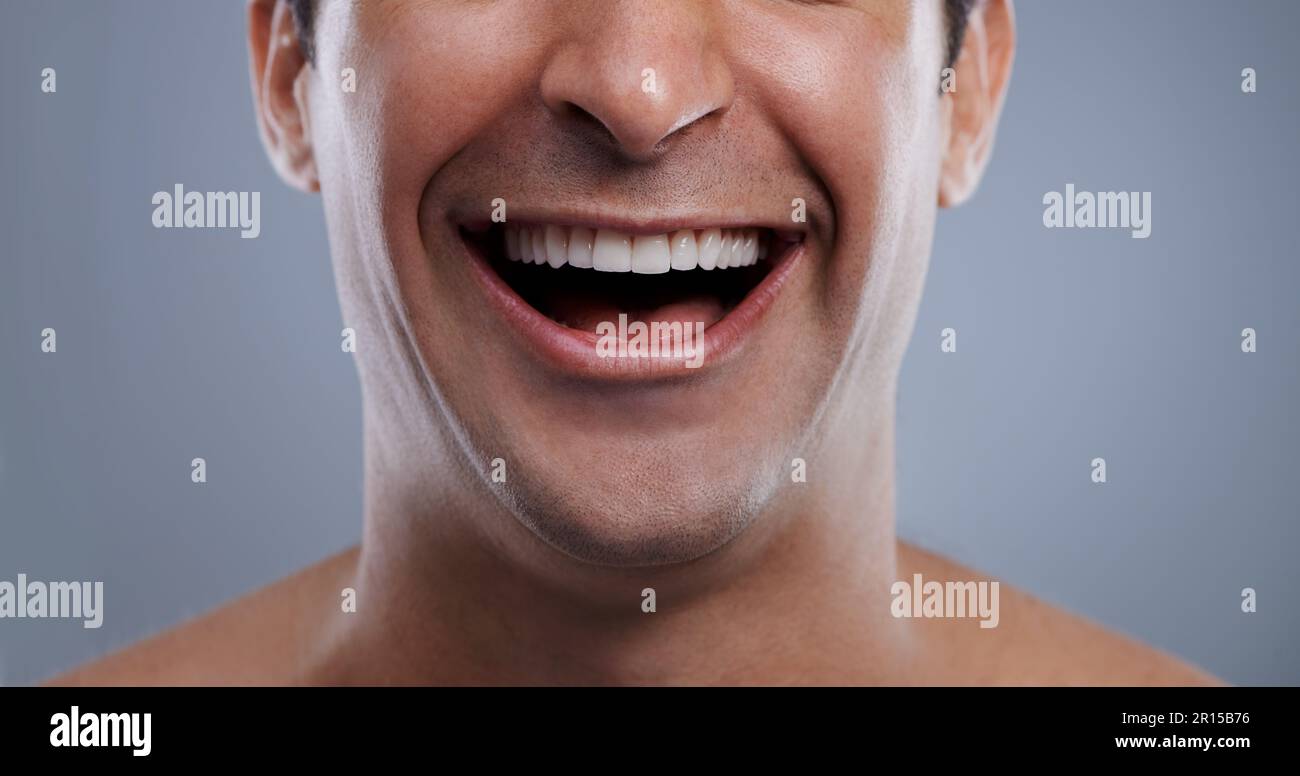 Looking good after a close shave. Cropped studio shot of the lower half