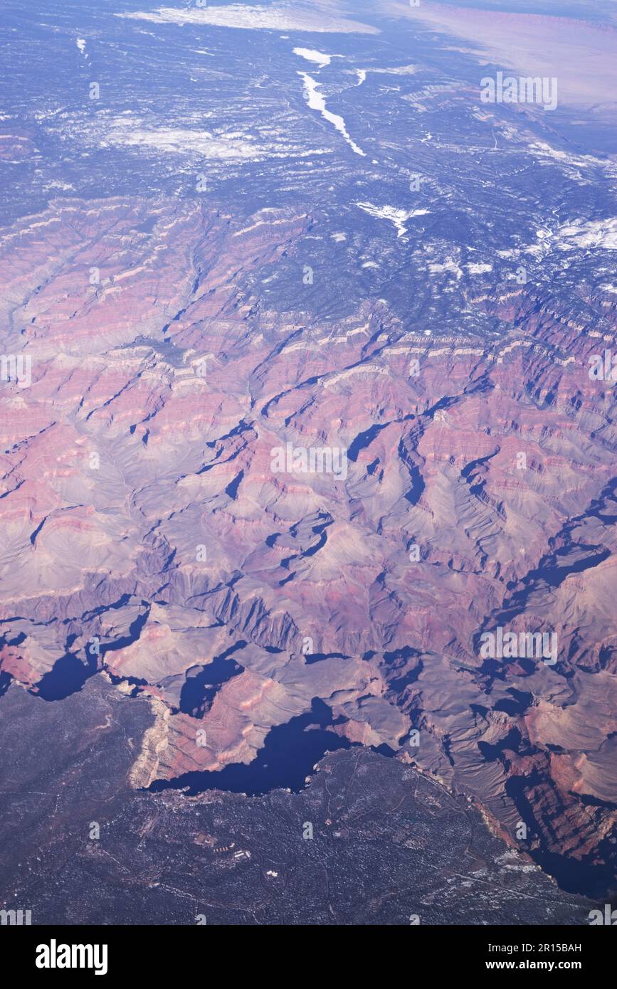 Grand Canyon National Park aerial photo from far above the south rim Stock Photo