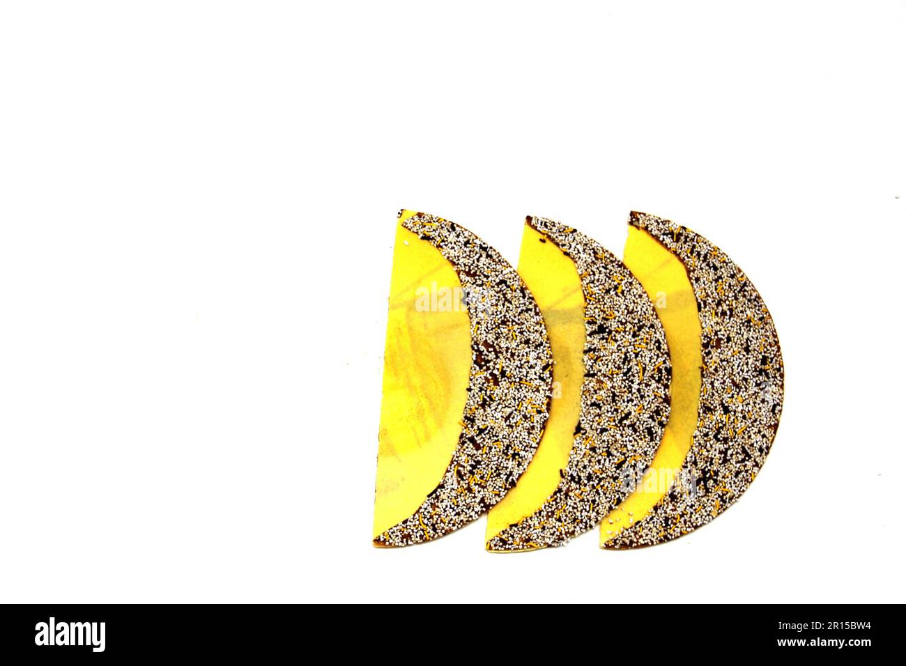 Typical Mexican sweet Pepitorias yellow wafers with chocolate and