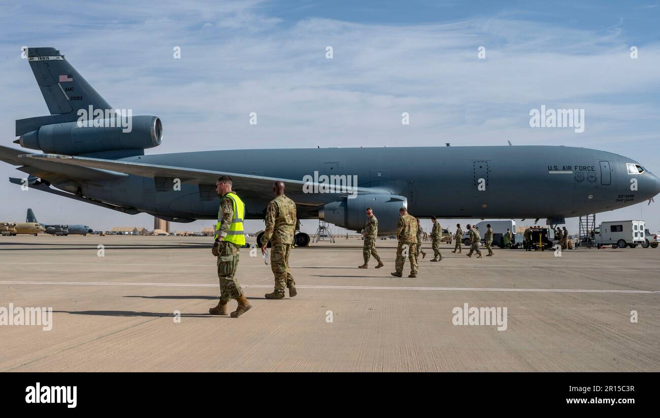 Airmen assigned to the 378th Air Expeditionary Wing participate in a ...