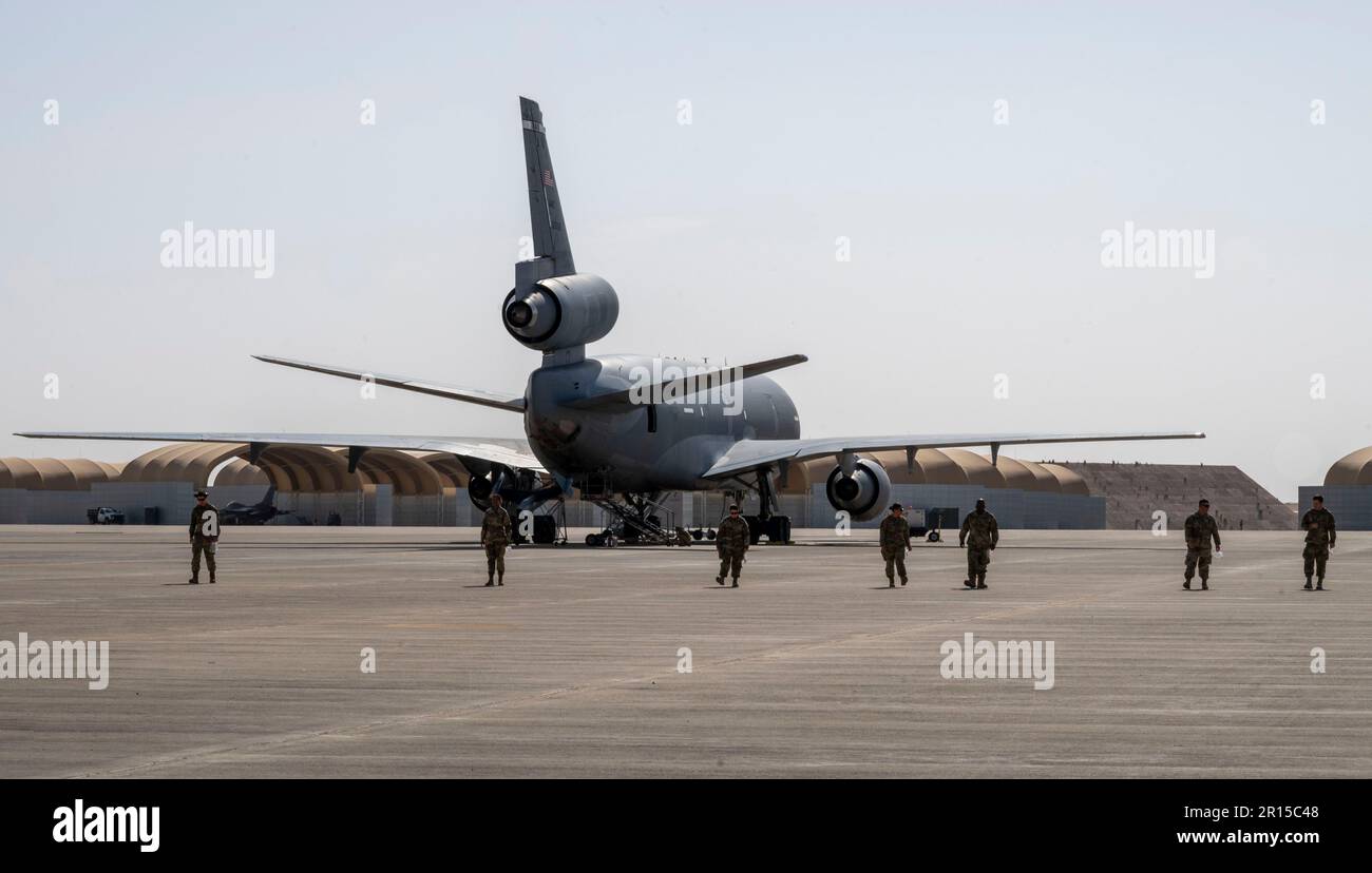 Airmen assigned to the 378th Air Expeditionary Wing participate in a ...