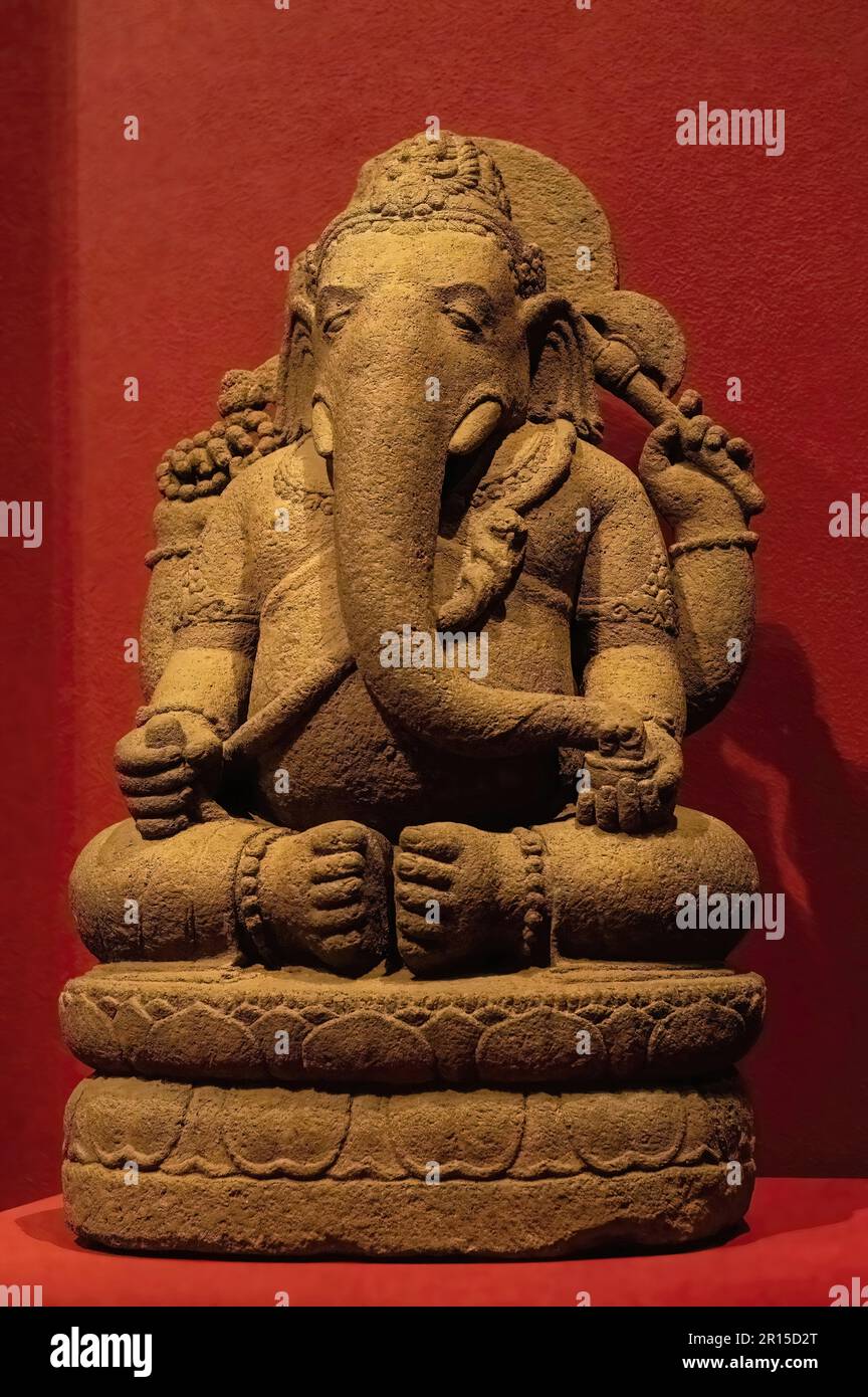 Elephant headed Hindu diety god Ganesha or Ganesh art sculpture at the Minneapolis Institute of Art in Minneapolis, Minnesota USA. Stock Photo