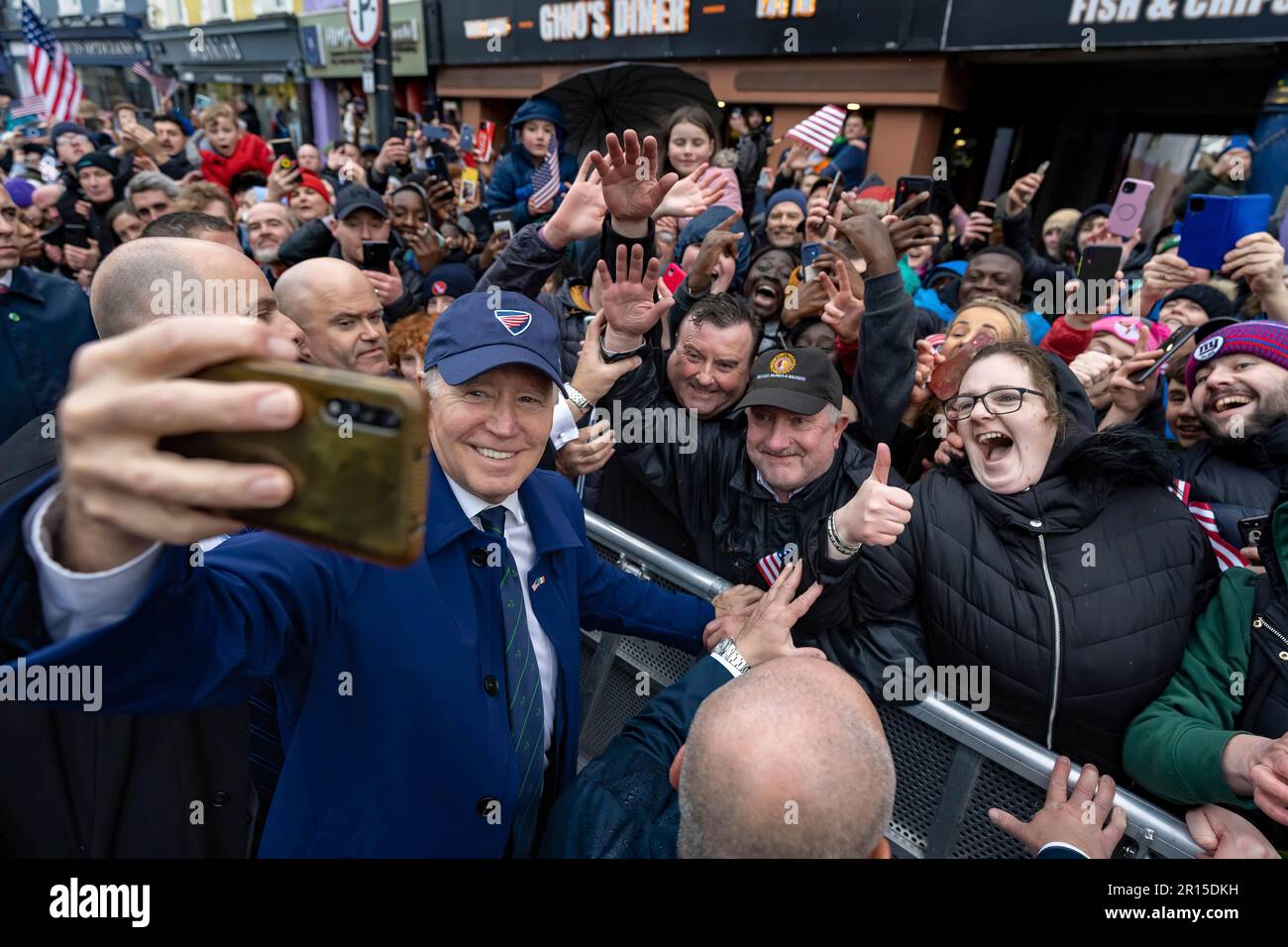 President Joe Biden arrives in downtown Dundalk and greets the crowd as