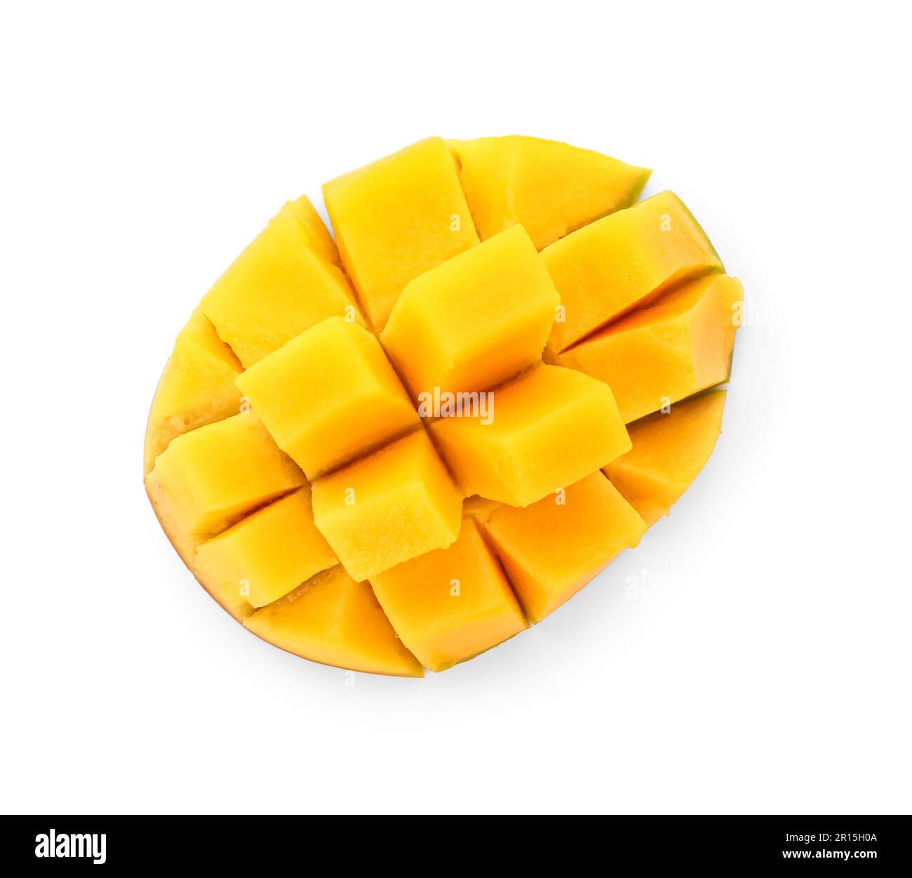 Fresh cut mango on white background Stock Photo Alamy