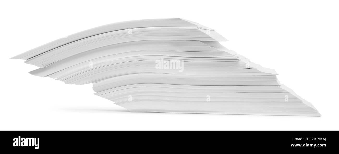 Pile of paper sheets on white background Stock Photo - Alamy