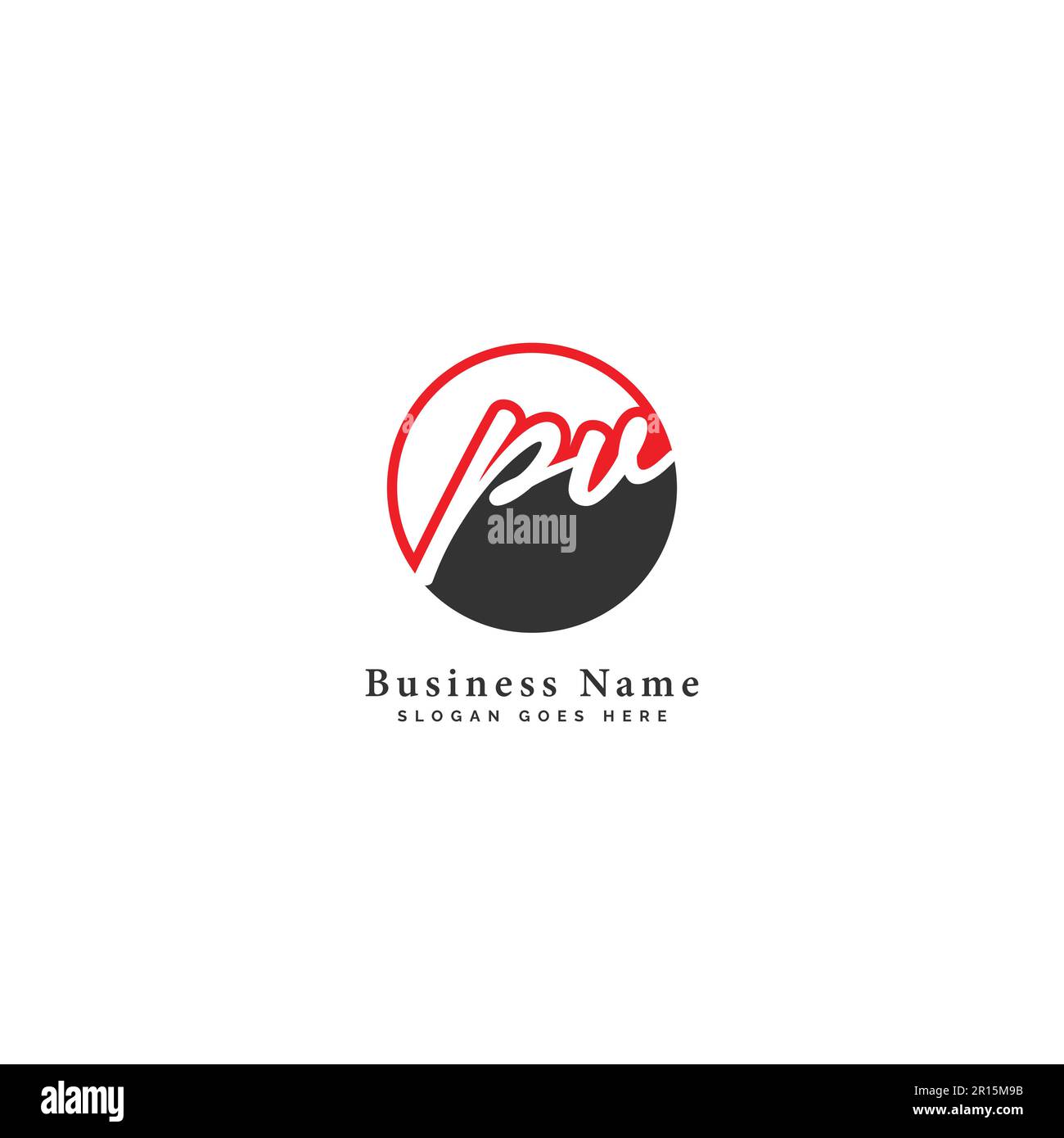 P, V, PV Initial letter handwritten and signature vector image template in round shape logo Stock Vector