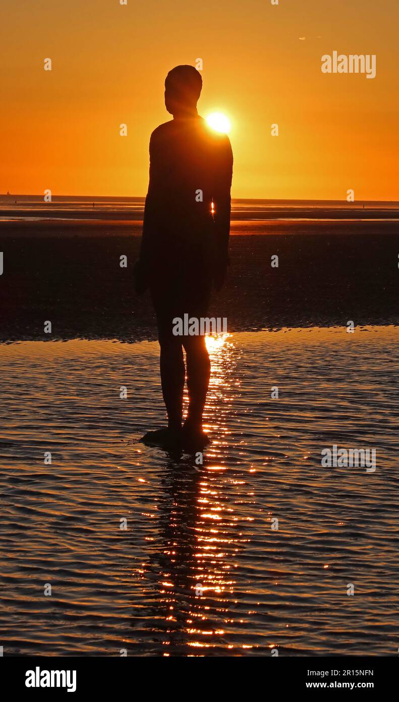 At Another Place , sculpture on Crosby Beach in Merseyside, Mariners Road, Blundellsands, Merseyside, England, UK, L23 6SX Stock Photo