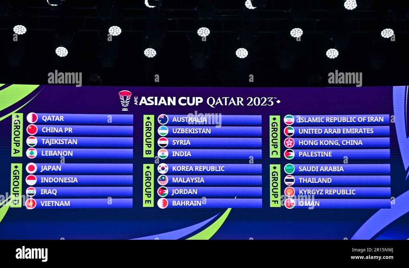 Doha. 11th May, 2023. A screen displays the draw result during the draw