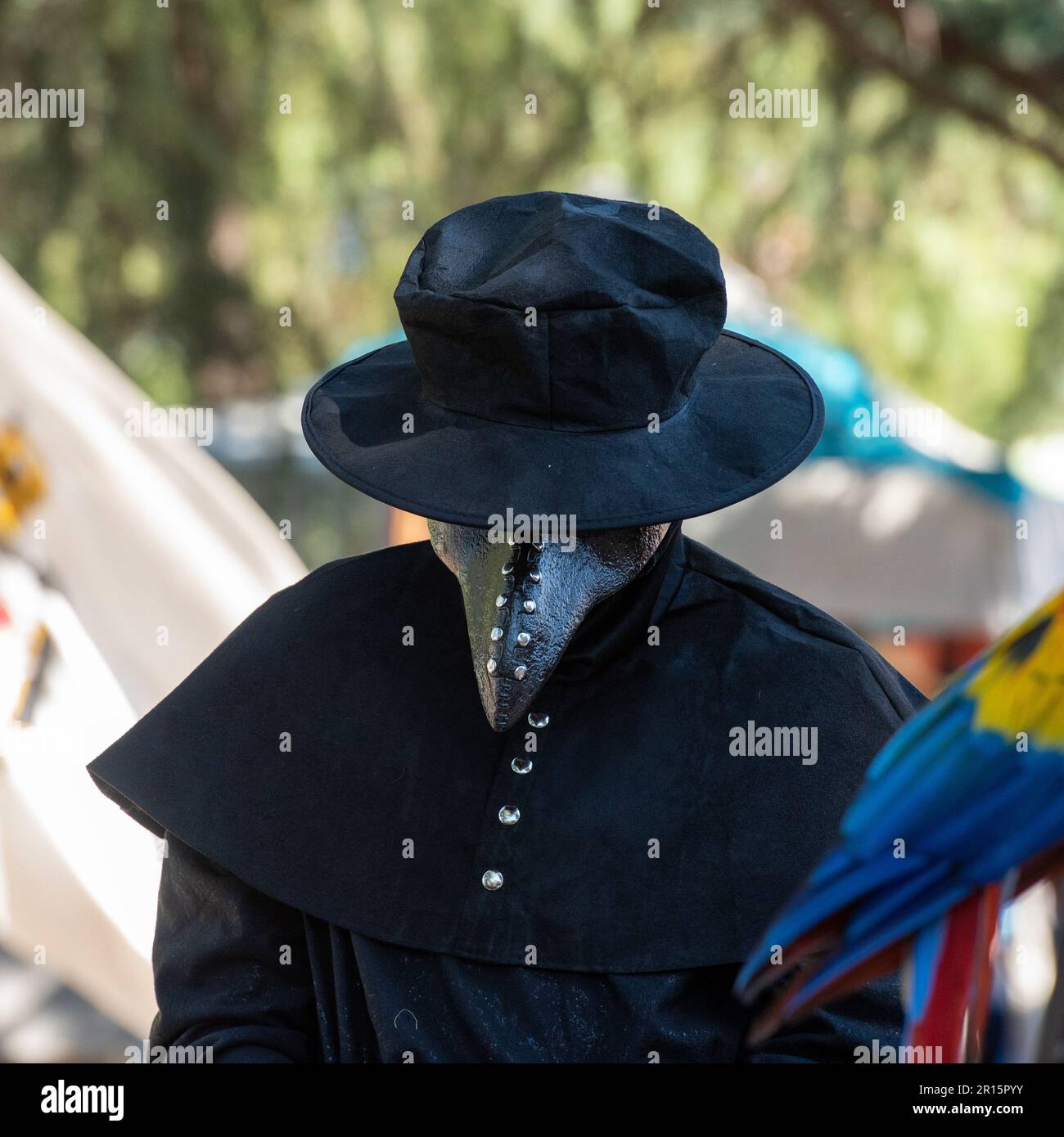 Folsom, CA, September 24, 2022. Long nose renaissance mask at the Folsom Renaissance Faire. After a hiatus due to the coronavirus pandemic, this fun h Stock Photo