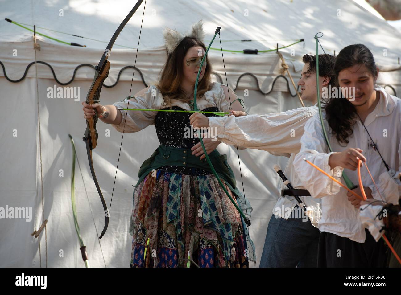 Folsom, CA, September 24, 2022. Archery lesson and the public at the