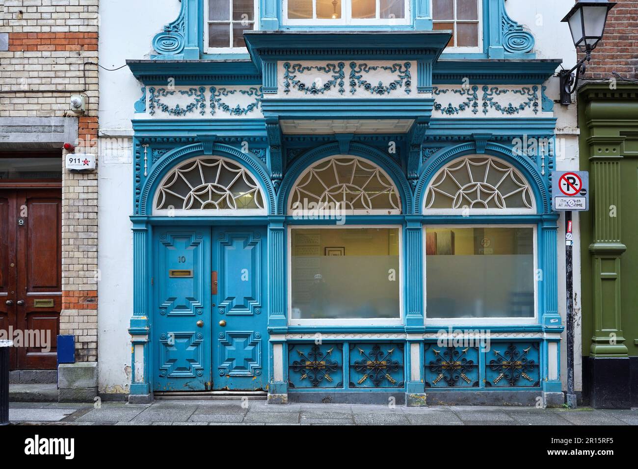 19th century office building with ornately decorated front Stock Photo