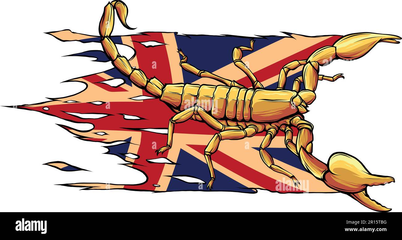 vector illustration of Scorpion with united kingdom flag Stock Vector
