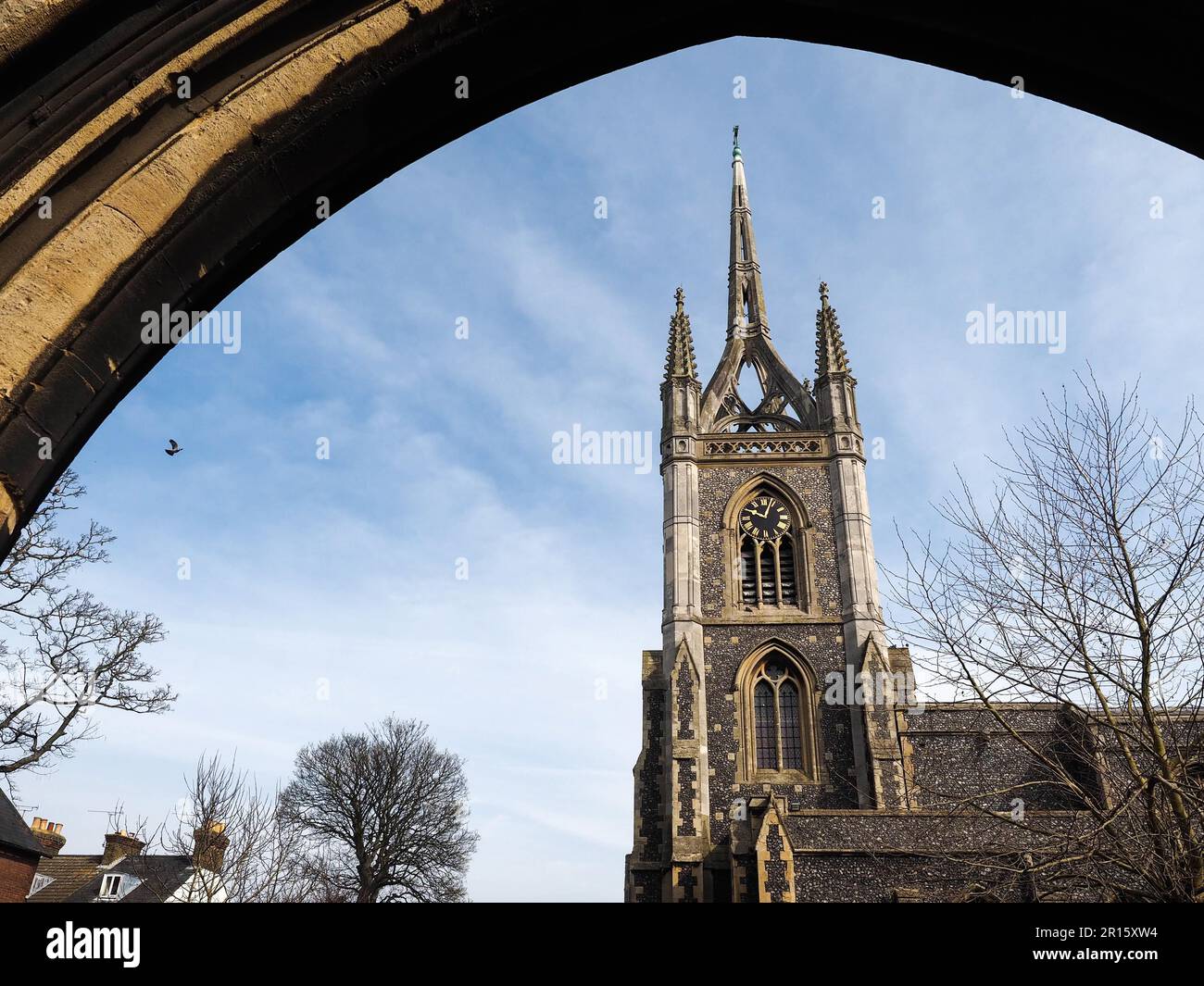 FAVERSHAM, KENT/UK - MARCH 29 : View of St Mary of Charity Church in Faversham Kent on March 29, 2014 Stock Photo