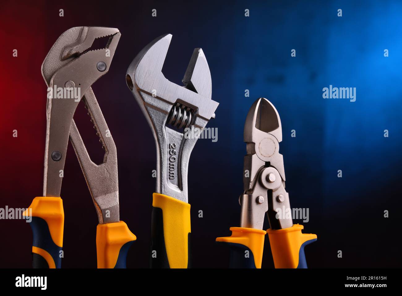 Composition with hardware tools. Do it yourself toolkit Stock Photo