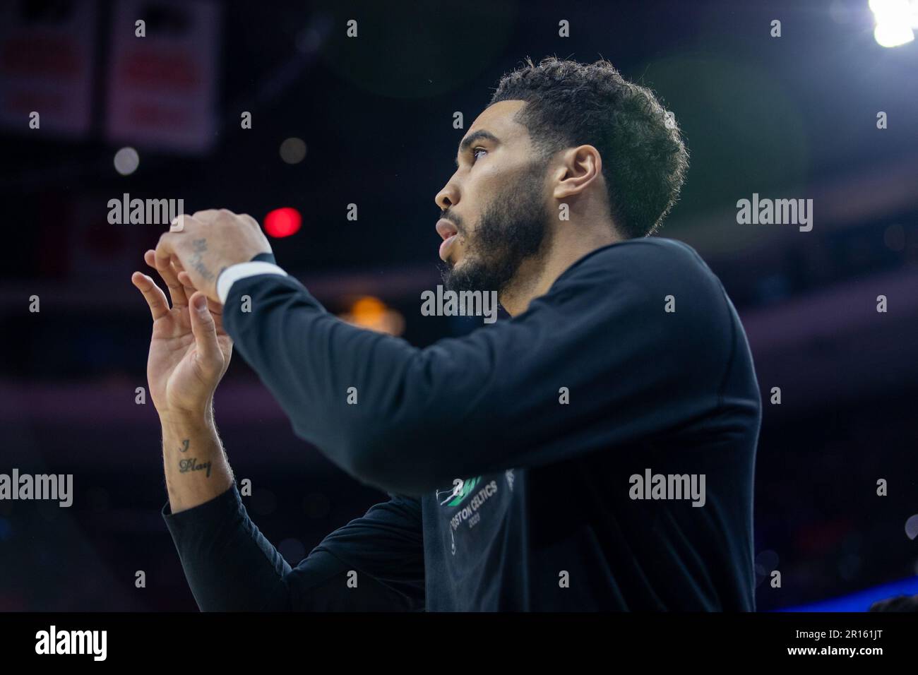 Jayson Tatum (0 Celtics) during the National Basketball Association playoff game between Philadelphia Sixers and Boston Celtics at Wells Fargo Center in Philadelphia, USA (Foto: Georgia Soares/Sports Press Photo/C - ONE HOUR DEADLINE - ONLY ACTIVATE FTP IF IMAGES LESS THAN ONE HOUR OLD - Alamy) Credit: SPP Sport Press Photo. /Alamy Live News Stock Photo