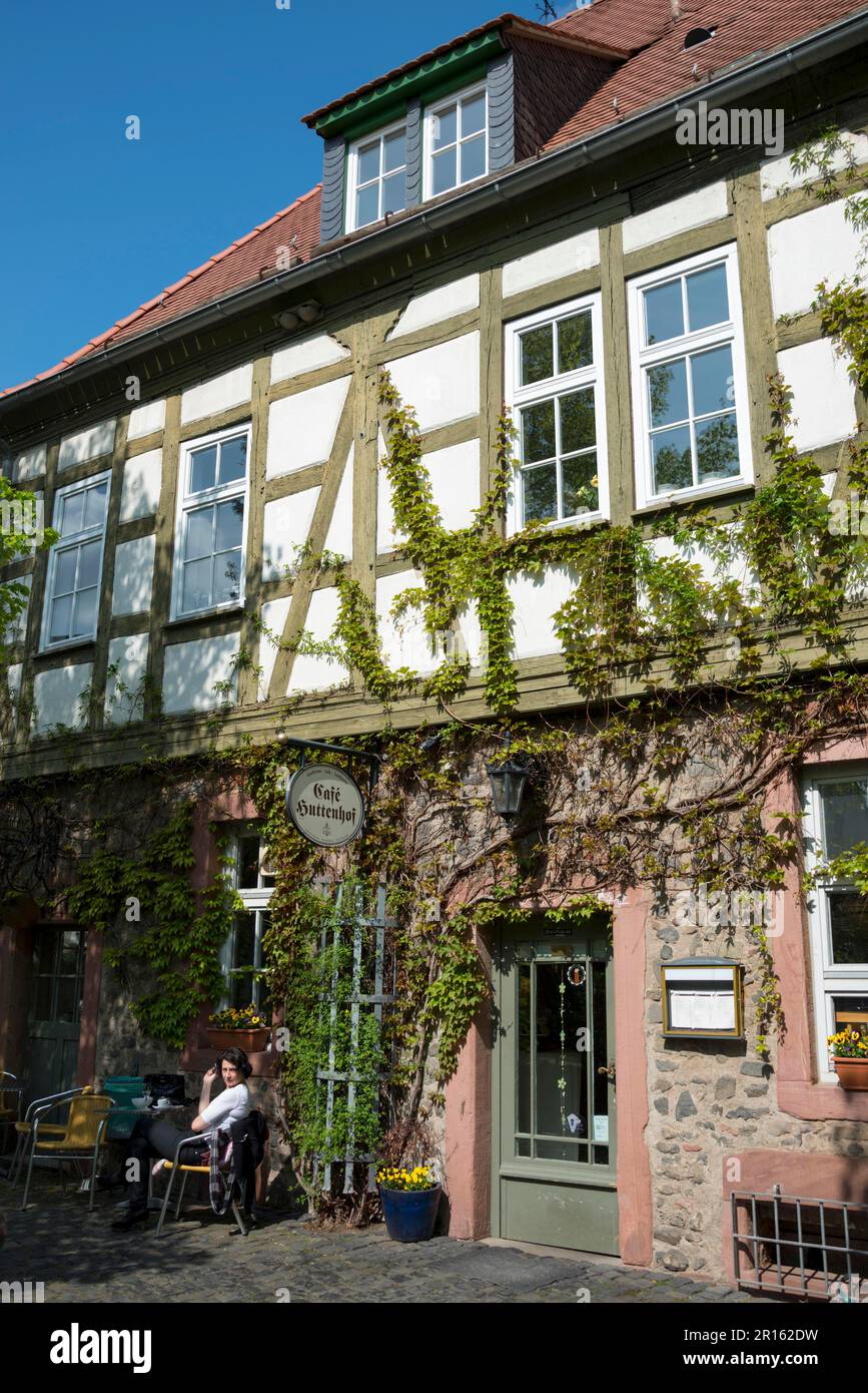Cafe Huttenhof, Steinheim am Main, Hanau, Hesse, Germany Stock Photo