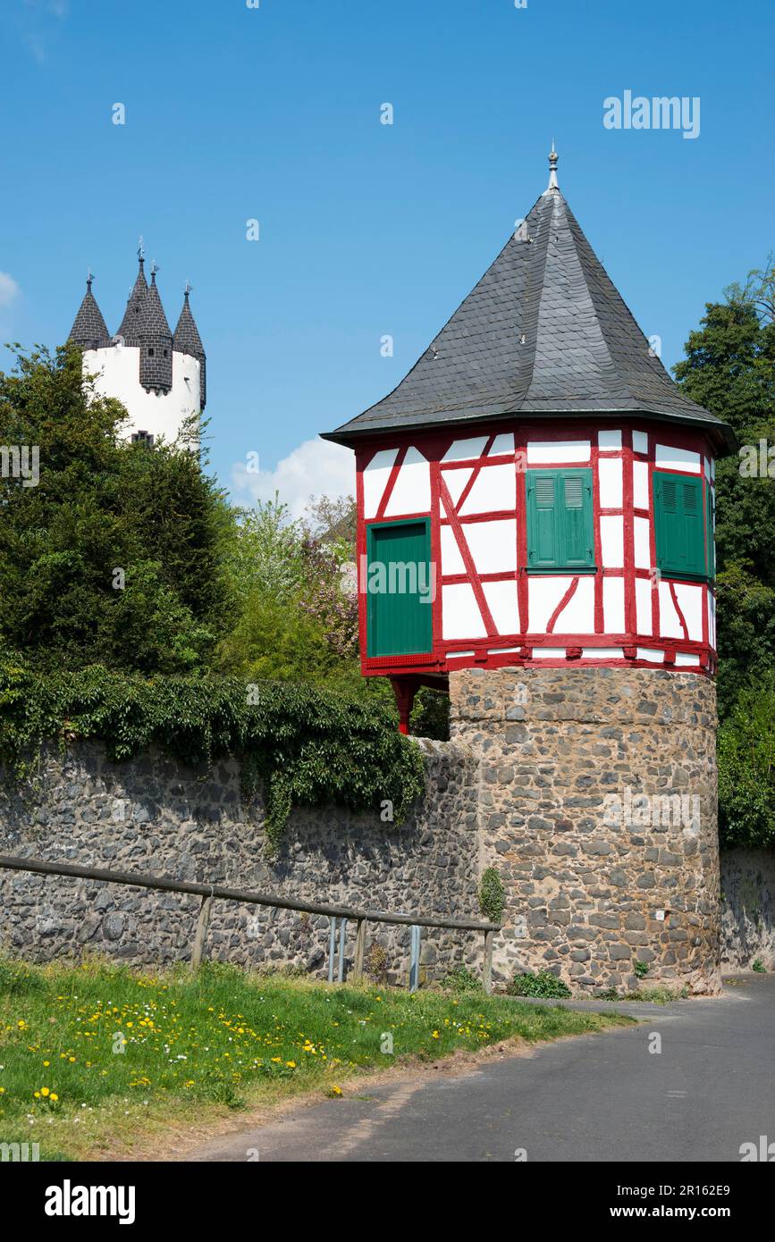 Town wall, half-timbered house, Steinheim am Main, Hanau, Hesse, Germany Stock Photo