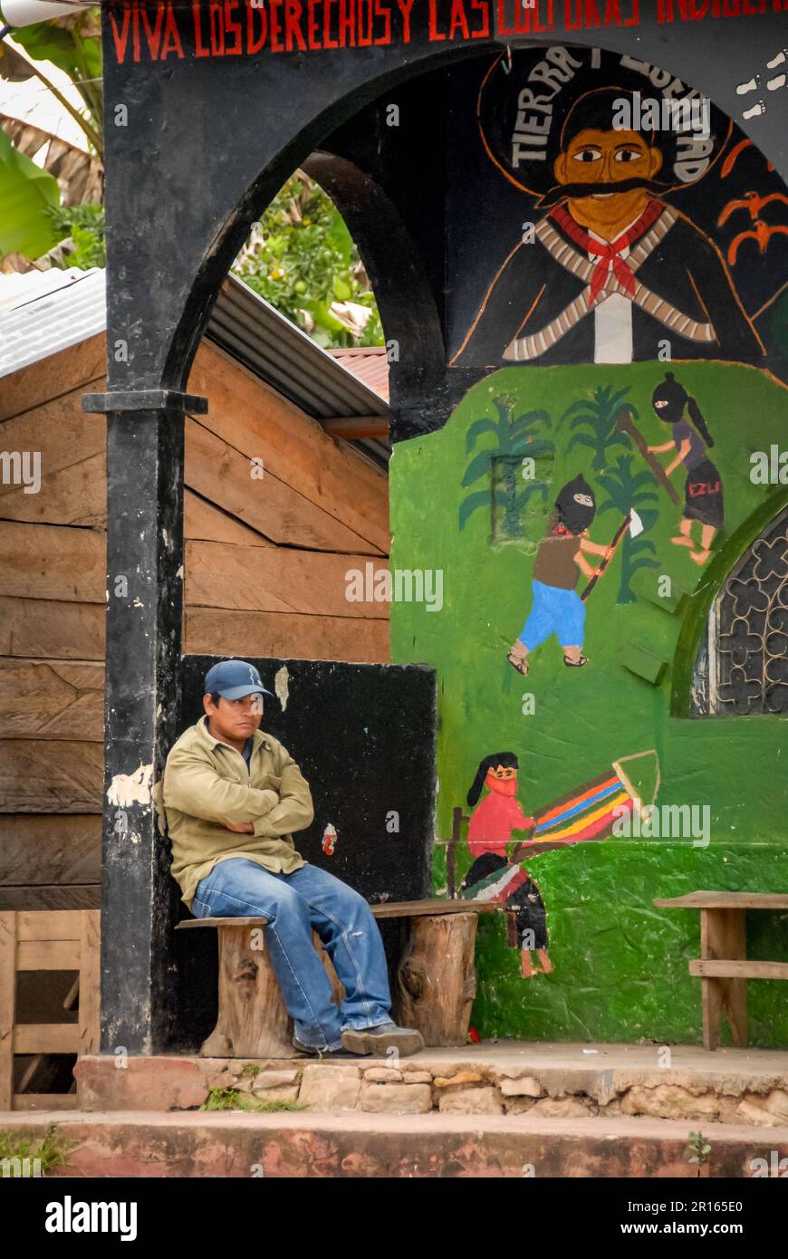 Political Statements as Street Art in Chiapas, Mexico Stock Photo