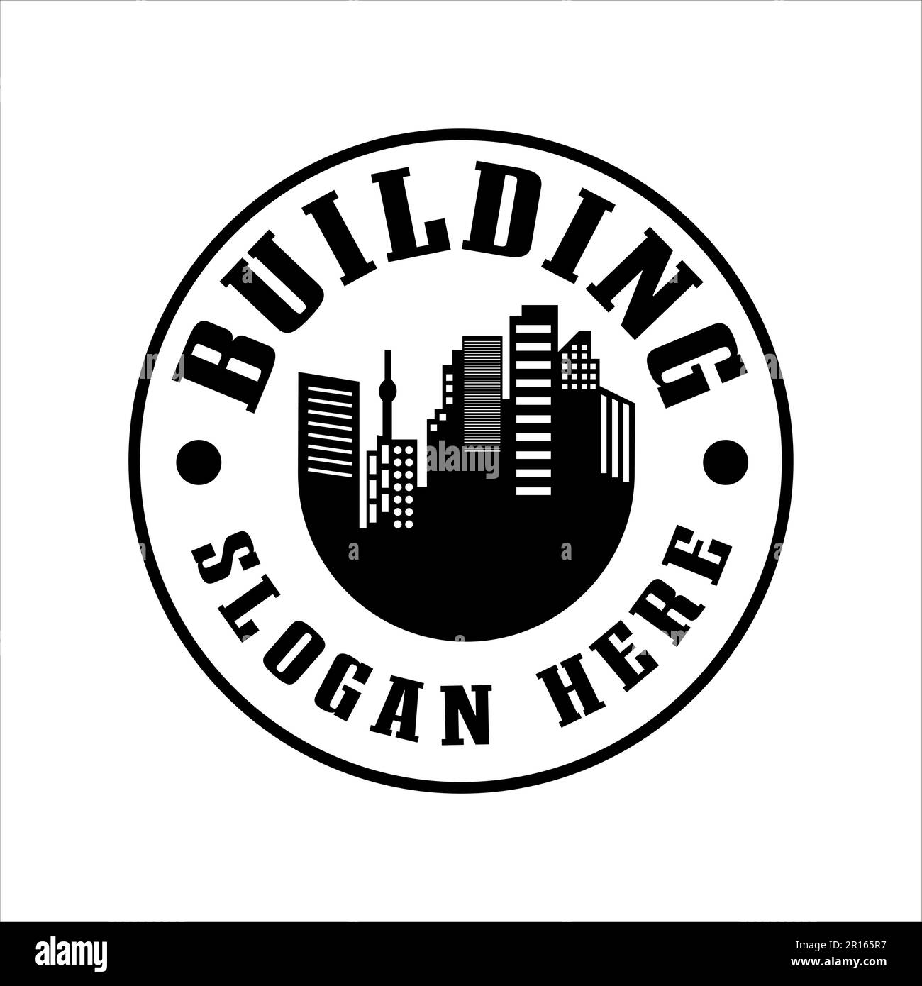 Urban Buildings Vector Logo Design Retro Vintage real estate vector illustration, black silhouette decorative label Stock Vector