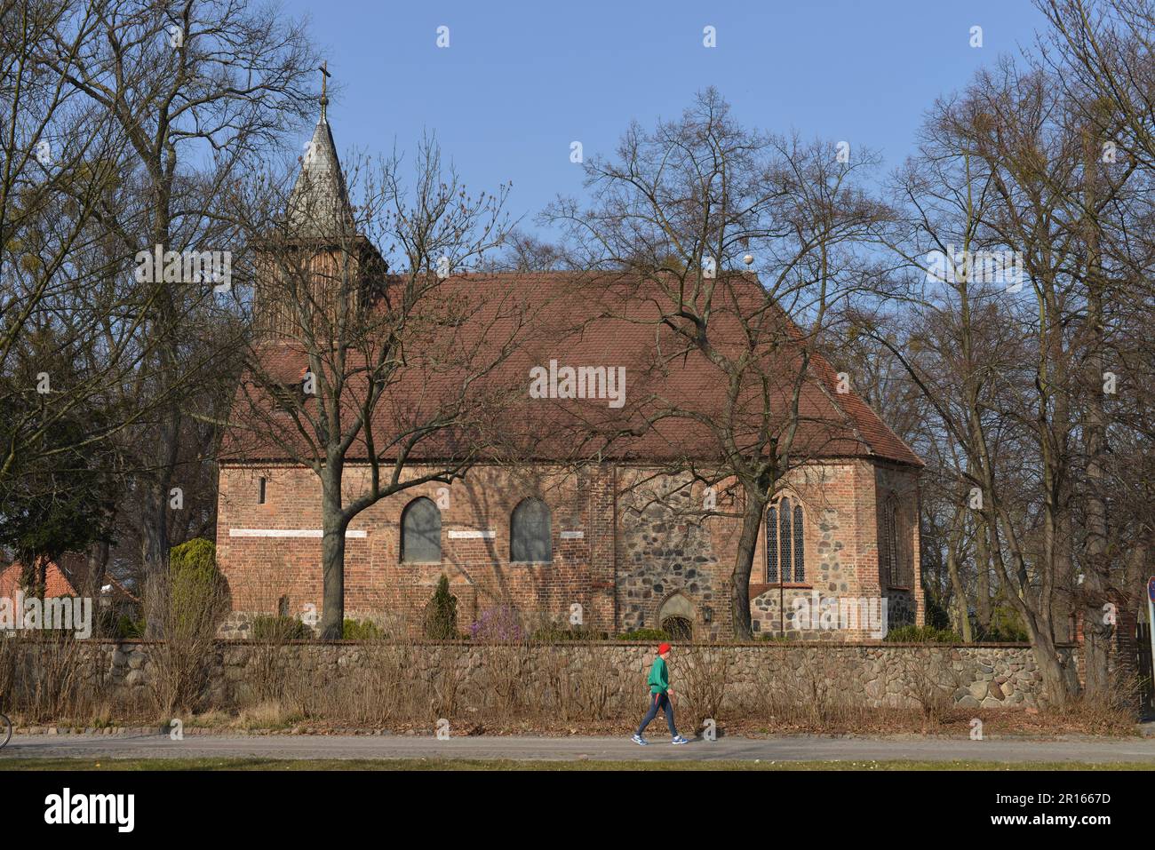 Village Church, Koenigin-Luise, Dahlem, Berlin, Germany, Koenigin-Luise-Strasse Stock Photo