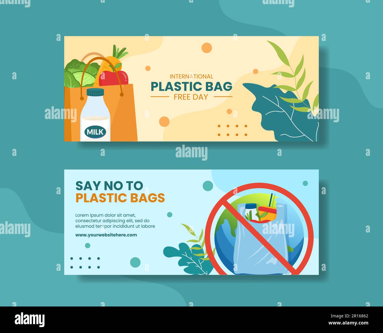 International Plastic Bag Free Day Horizontal Banner Cartoon Hand Drawn ...
