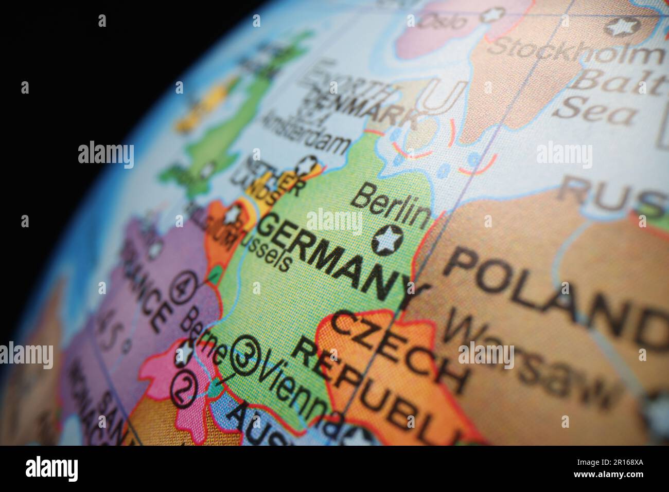 Germany On Globe With World Political Map In Classroom Stock Photo Alamy Germany On Globe With World Political Map In Classroom 2R168XA 
