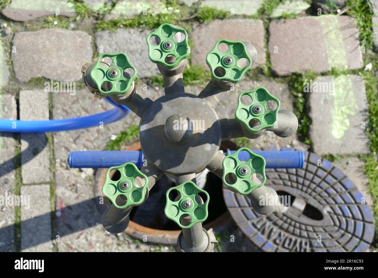 Standpipe with water taps at an underground hydrant, Germany Stock