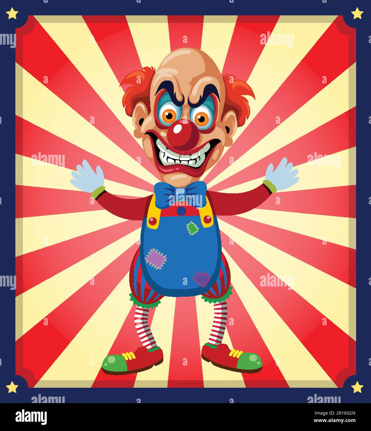 Creepy clown on retro comic background illustration Stock Vector Image ...