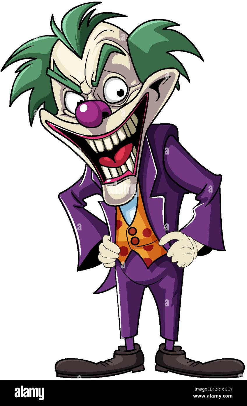 Creepy joker cartoon character illustration Stock Vector Image & Art - Alamy