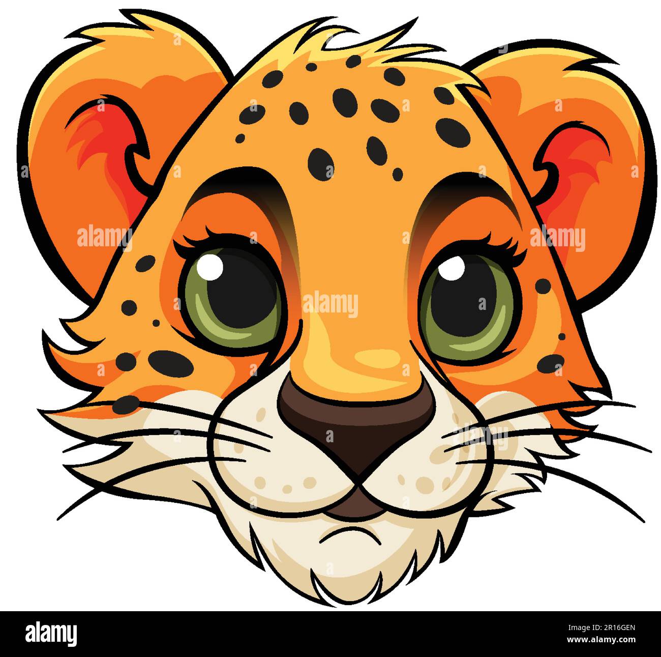 Baby Cheetah Face In Cartoon Style illustration Stock Vector Image ...