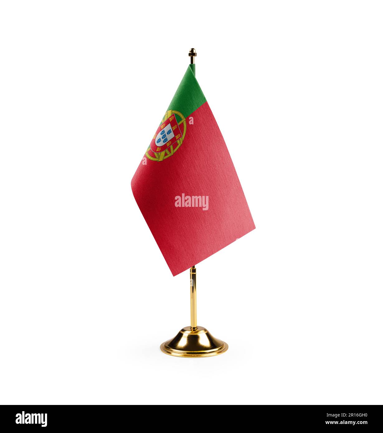 Small national flag of the Portugal on a white background. Stock Photo